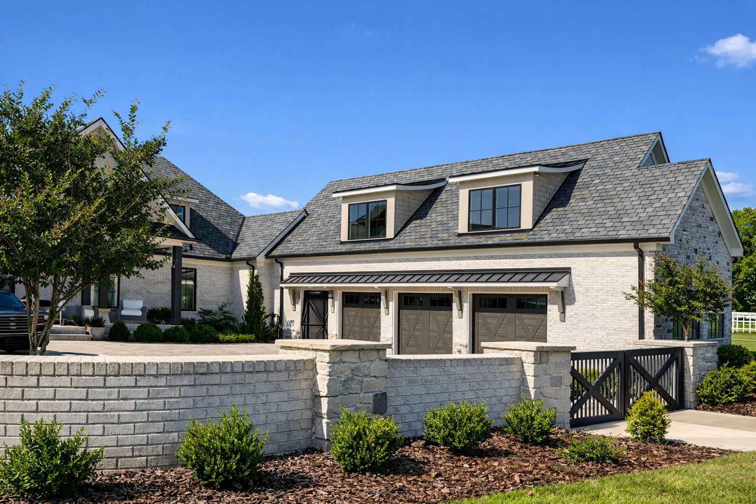 Finished residential property after outdoor work and cleanup